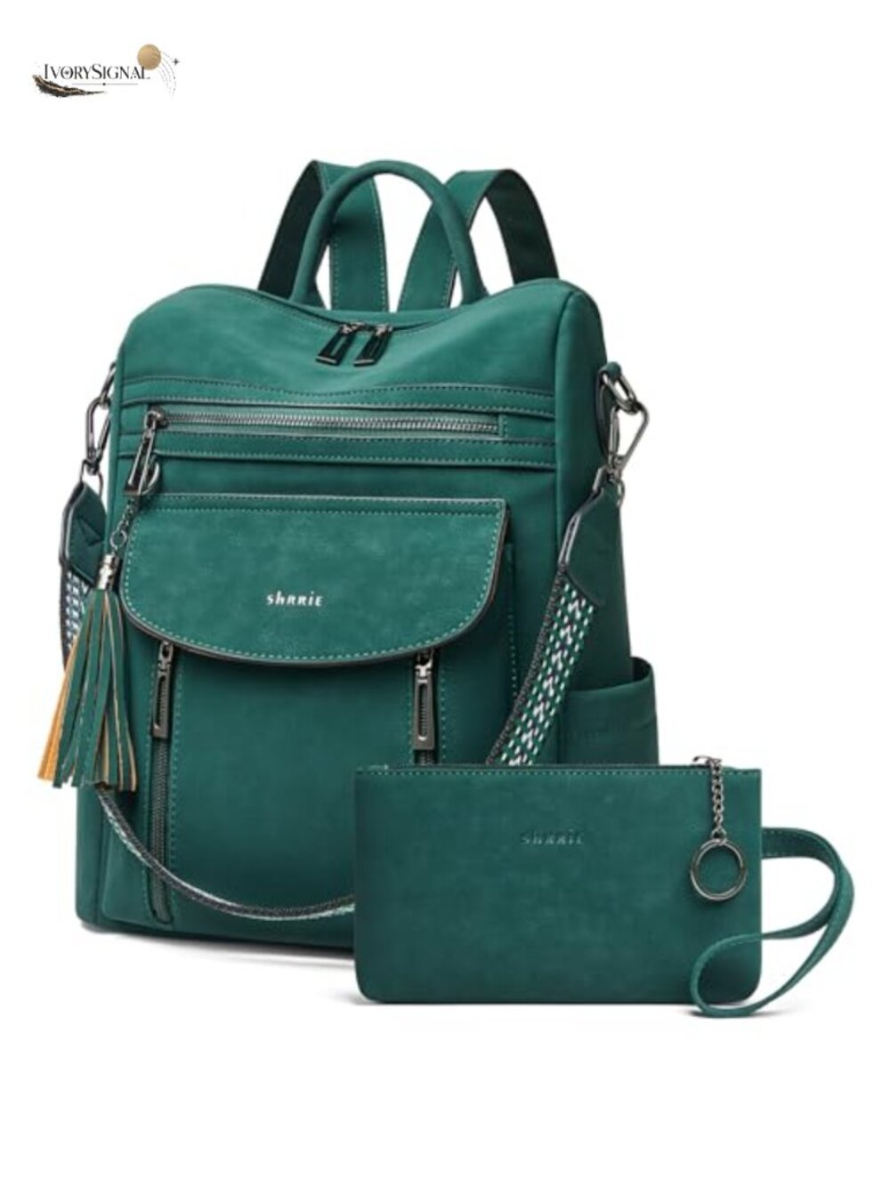 Faux Leather Convertible Backpack Purse for Women with Wristlet Travel Bag